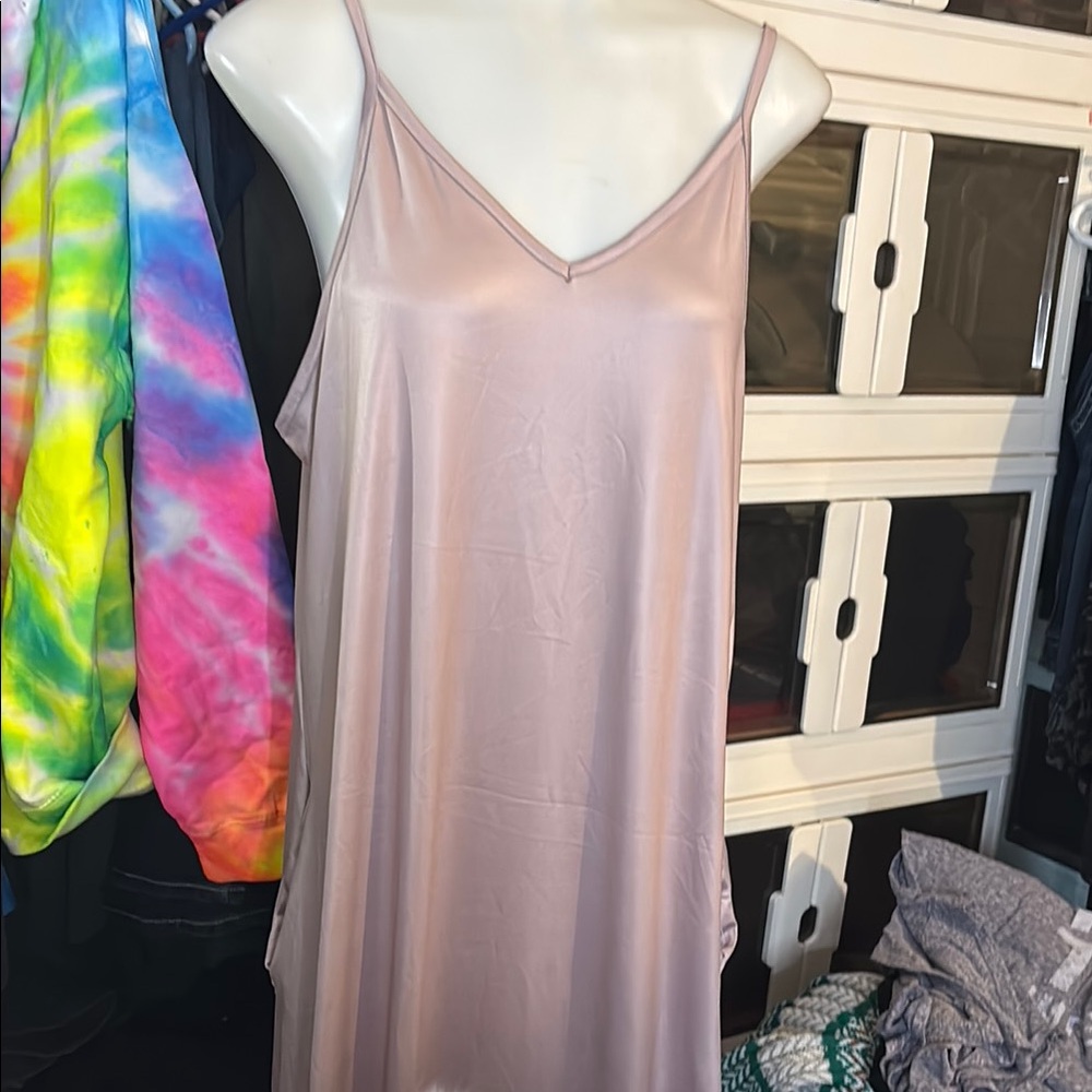 Sleek Pink Slip Dress w pockets 1xl